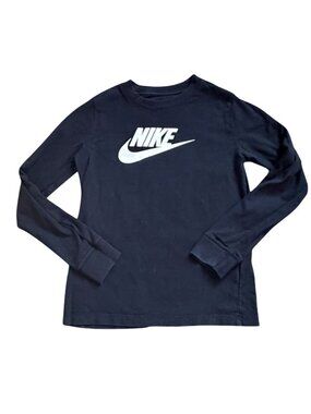 Nike Kids 'The Nike Tee' Long Sleeve Crew Neck T-Shirt-Black-M-GUC